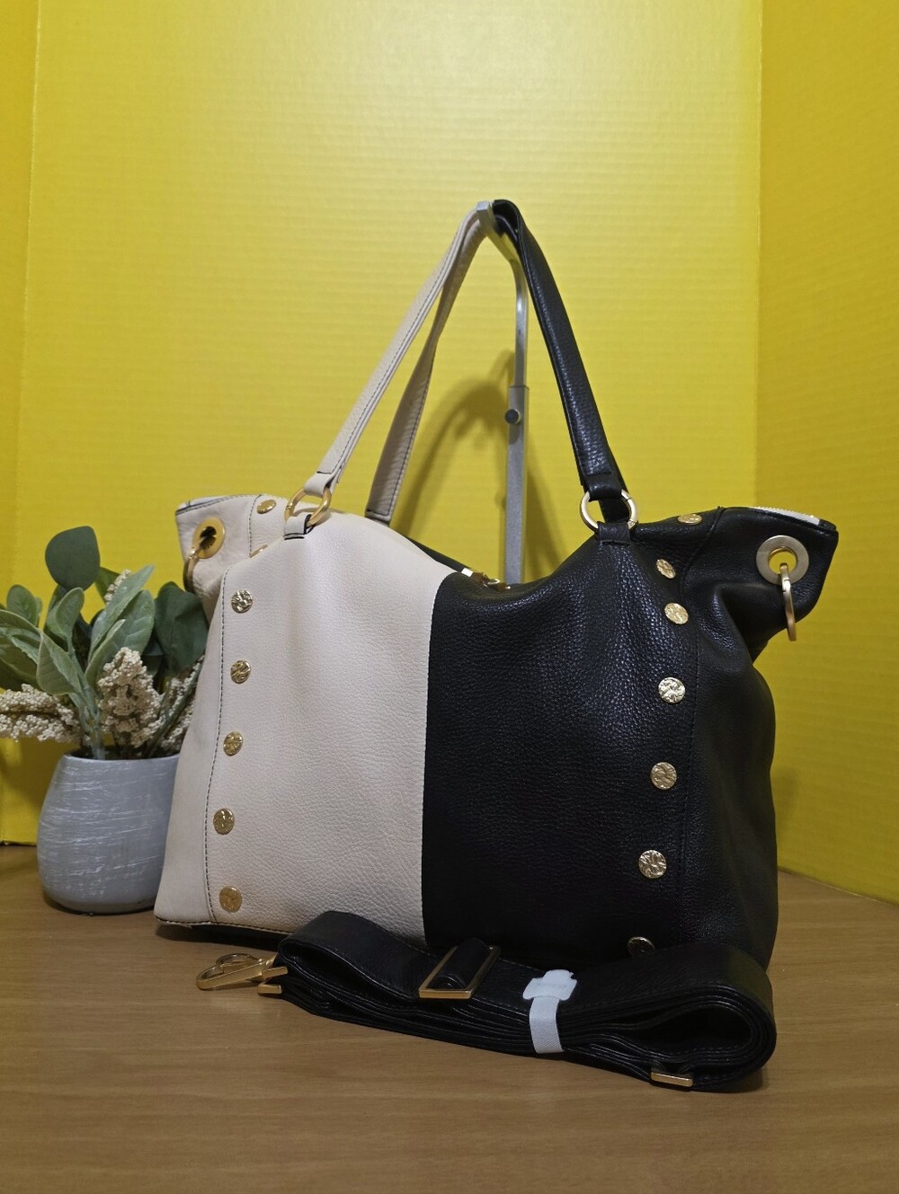 Hammitt Two-Tone Black & Cream Large Daniel Handbag